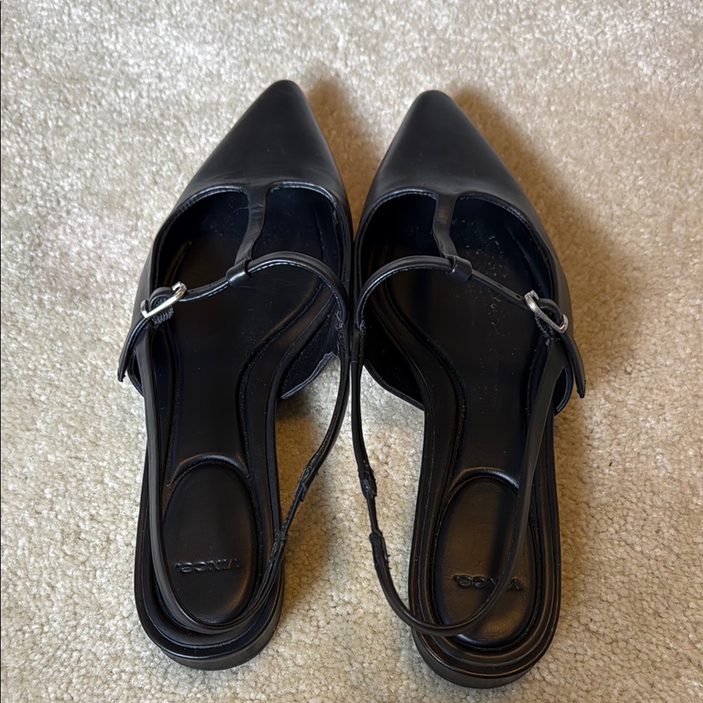 Vince Iliana Leather Slingback Point-Toe Flats